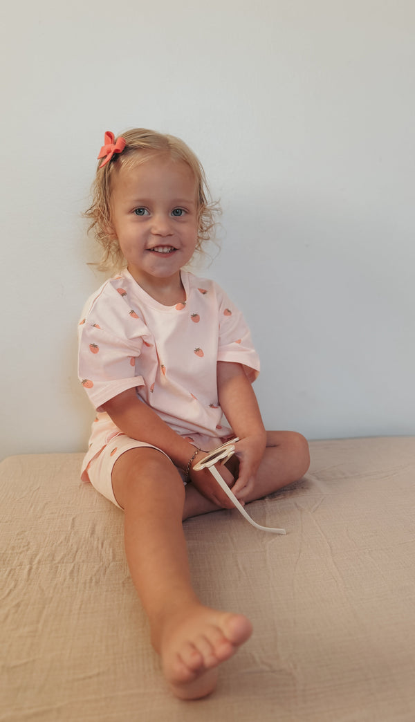 Organic Cotton Strawberry Print Shorts Set