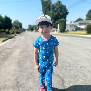 Star Blue Short Sleeve Bamboo Sleep Set