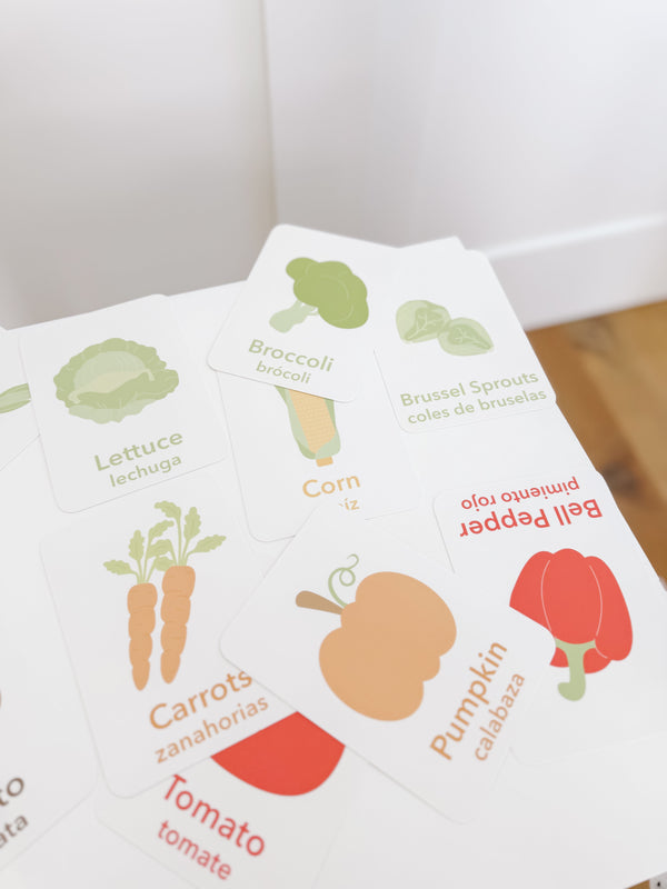 "Colorful vegetable flashcards for babies, promoting early learning and visual recognition."