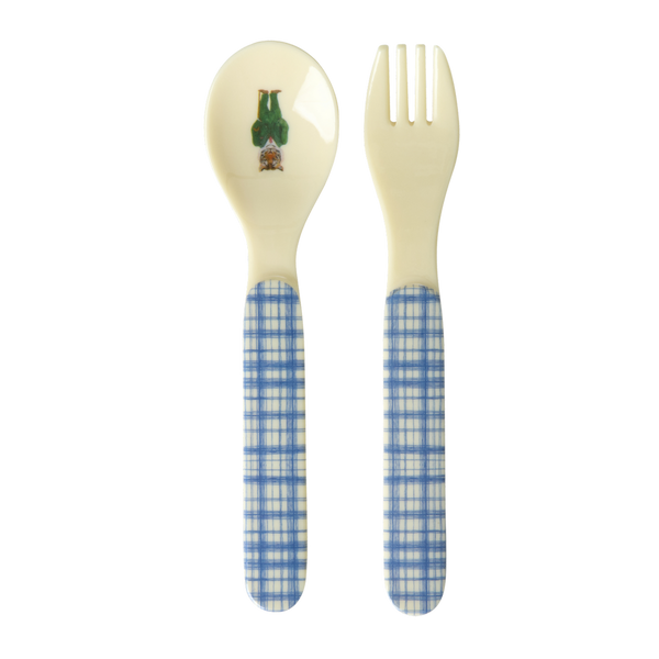 Baby Spoon and Fork - Blue - Nathalie Lété Print