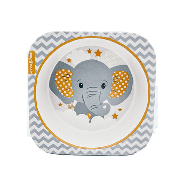 Primo Passi - Bamboo Fiber, Kids Square Bowl, Little Elephant