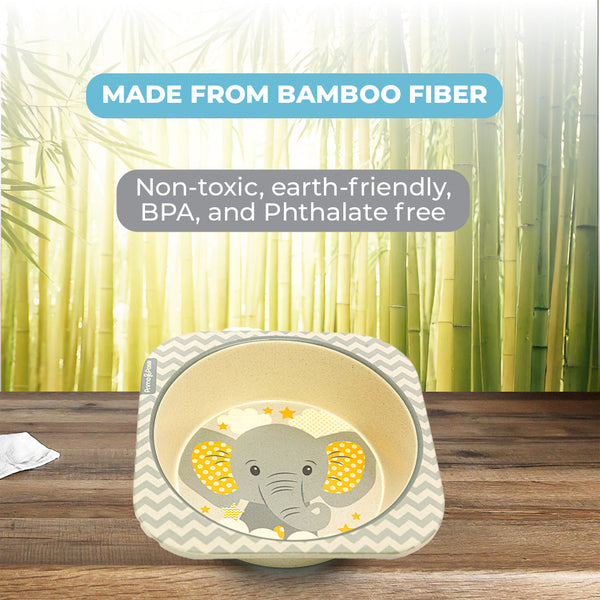 Primo Passi - Bamboo Fiber, Kids Square Bowl, Little Elephant