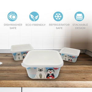 Primo Passi - Bamboo Fiber Kids Food Containers - Set of 3, Winter Friends