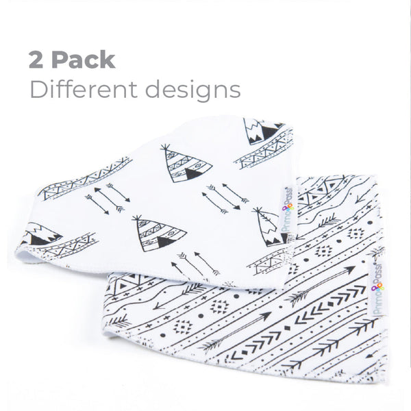 Primo Passi Bandana Bibs White Arrows 2-Pack 0-9M
