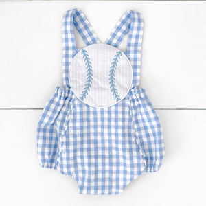 Blue Baseball Sunsuit