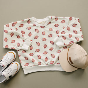 Little Joy Co Football Print Crewneck Sweatshirt Relaxed Fit
