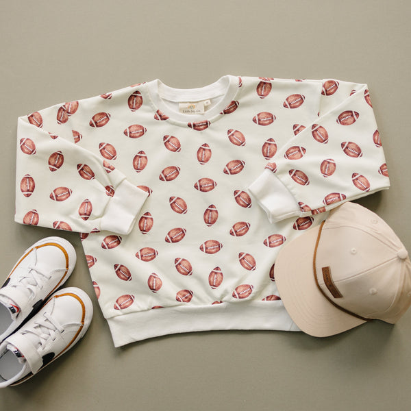 Little Joy Co Football Print Crewneck Sweatshirt Relaxed Fit