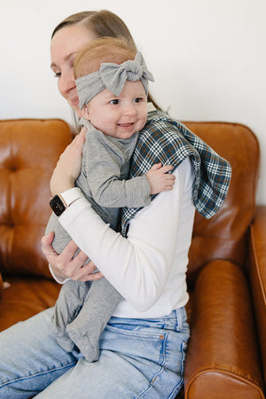 Navy Plaid Muslin Burp Cloth