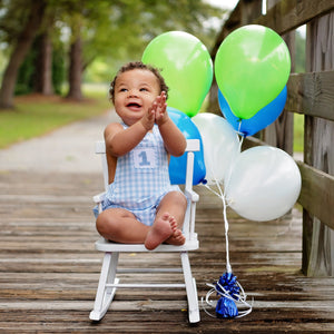 Smocked Blue First Birthday Bubble - MOOGCO Baby