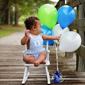 Smocked Blue First Birthday Bubble - MOOGCO Baby