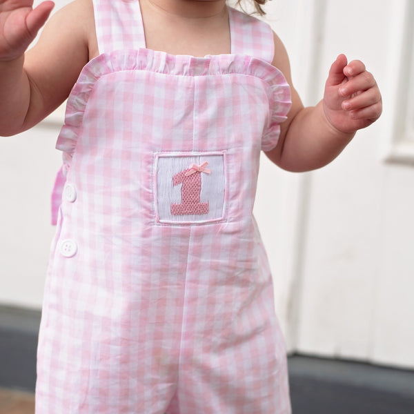 Girls Smocked First Birthday Longall - MOOGCO Baby