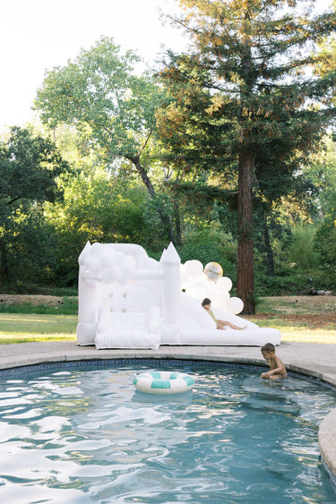 Mini Ella White COMBO Bounce and Splash Water Slide for babies - fun outdoor gear and equipment for summer play.
