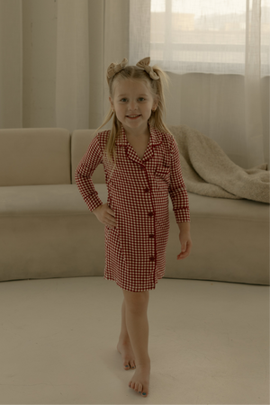 Toddler Bamboo Sleeping Dress | Red Gingham