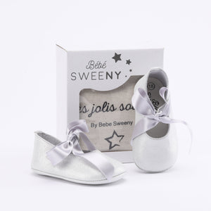 Girls Silver Leather Pre-Walker Shoes