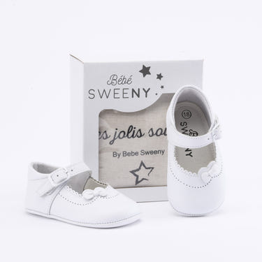Girls White Leather Pre-Walker Shoes - MOOGCO Baby