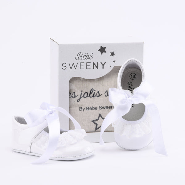 Baby Girls White Patent Leather Pre-Walker Shoes