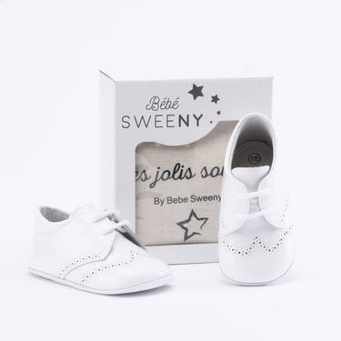 Boys White Patent Leather Pre-Walker Lace Shoes - MOOGCO Baby