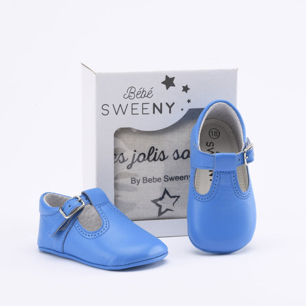 Boys Blue Leather Pre-walker Shoes