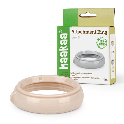 Haakaa Gen 3 Bottle Nipple Ring for manual breast pumps, showcasing angle 3 view.