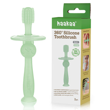 Haakaa 360° Silicone Toothbrush for babies - safe oral care tool for infants.