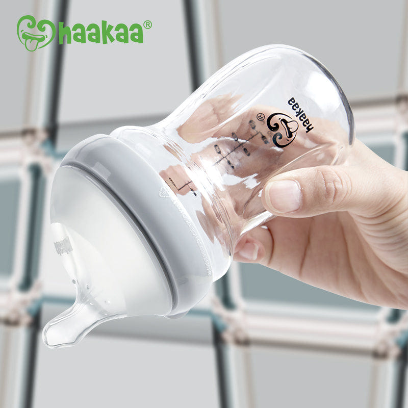 Haakaa Generation 3 Glass Baby Bottle 6 oz/160 ml - safe, eco-friendly feeding solution for infants.