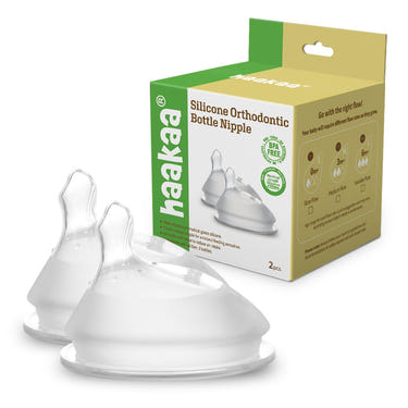 Haakaa Gen 3 Silicone Orthodontic Anti-Colic Nipple 2 PK for bottle feeding, promoting comfort and reducing colic.
