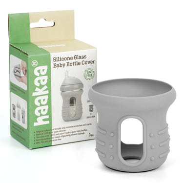 Haakaa Generation 3 Silicone Glass Bottle Cover - Durable, stylish accessory for baby bottles.