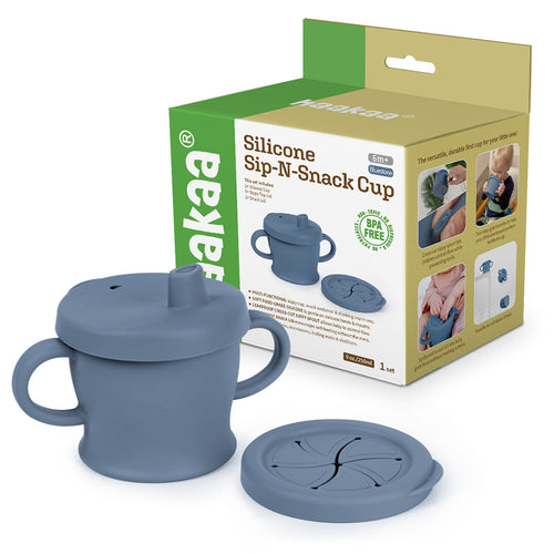 Haakaa Silicone Sip-N-Snack Cup 8 oz in angle view, perfect for babies transitioning to self-feeding.