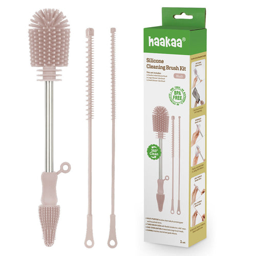 Haakaa Silicone Cleaning Brush Kit for safe and effective bottle cleaning, shown from angle 8.