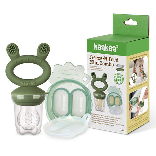 Haakaa Freeze-N-Feed Mini Combo for baby feeding, showcasing utensils at angle 16 for easy use and storage.