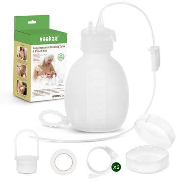 Haakaa Supplemental Feeding Tube & Pouch Set for easy and convenient breastfeeding support.
