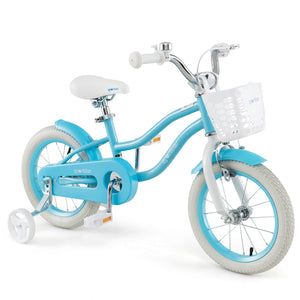 14/16/18 Inch Kids Bike with dual brakes and adjustable seat, perfect for young riders. Angle view showcasing design.