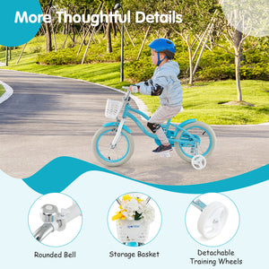 14/16/18 inch kids bike with dual brakes and adjustable seat, perfect for young riders. Angle 7 view.