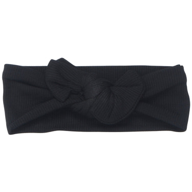 Ribbed Black Knotted Headband