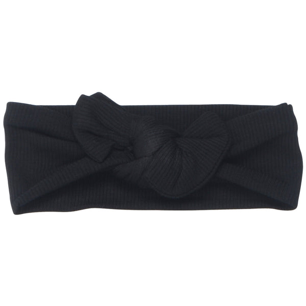 Ribbed Black Knotted Headband