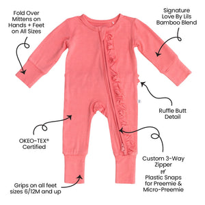 Blossom Solid Bamboo Ruffle Convertible Footie