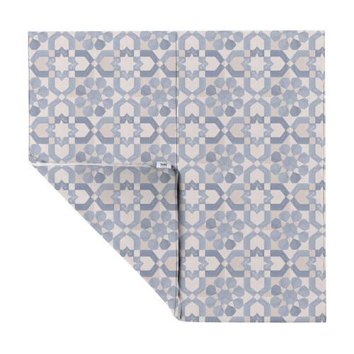 Blue Tile Vegan Leather Play Mat for babies, soft and stylish for safe playtime.