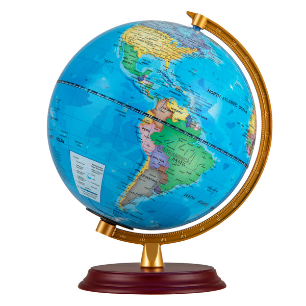 8 Inch Illuminated World Globe Night Light up Globe Lamp with Wooden Stand and HD Map