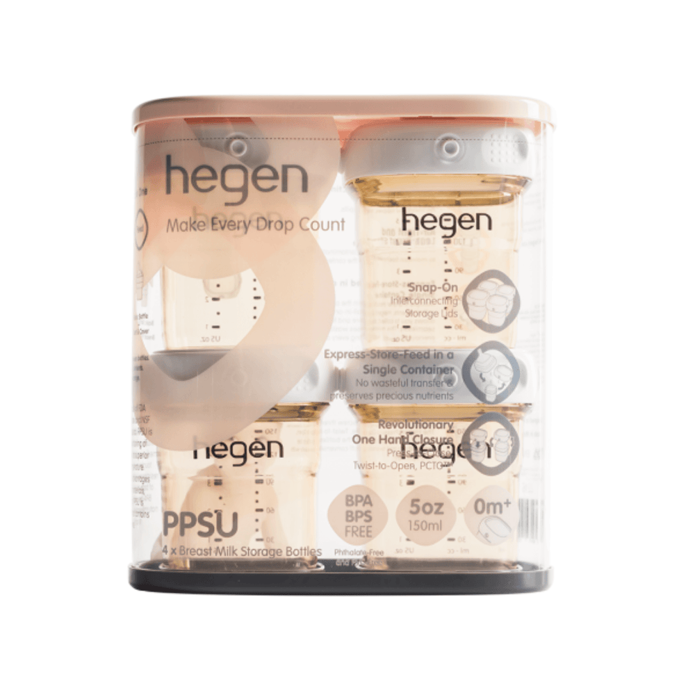 Hegen PCTO™ 150ml Breast Milk Storage Containers, 4-Pack, durable PPSU for safe milk storage.