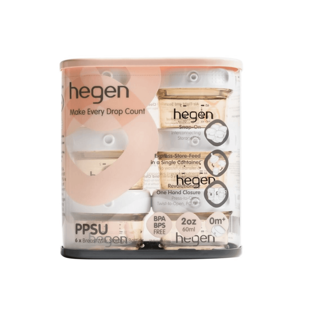 Hegen PCTO™ 60ml/2oz Breast Milk Storage Containers, PPSU, 6-Pack for safe and convenient milk storage.