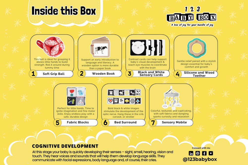 Montessori Educational Box for babies 0-2 months, promoting sleep and development in a cozy bedding setting.
