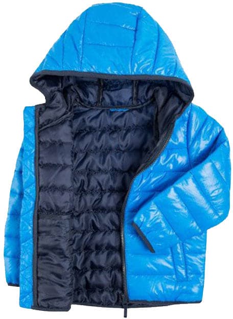 Boys light blue cold control puffer coat, perfect for winter warmth and style.