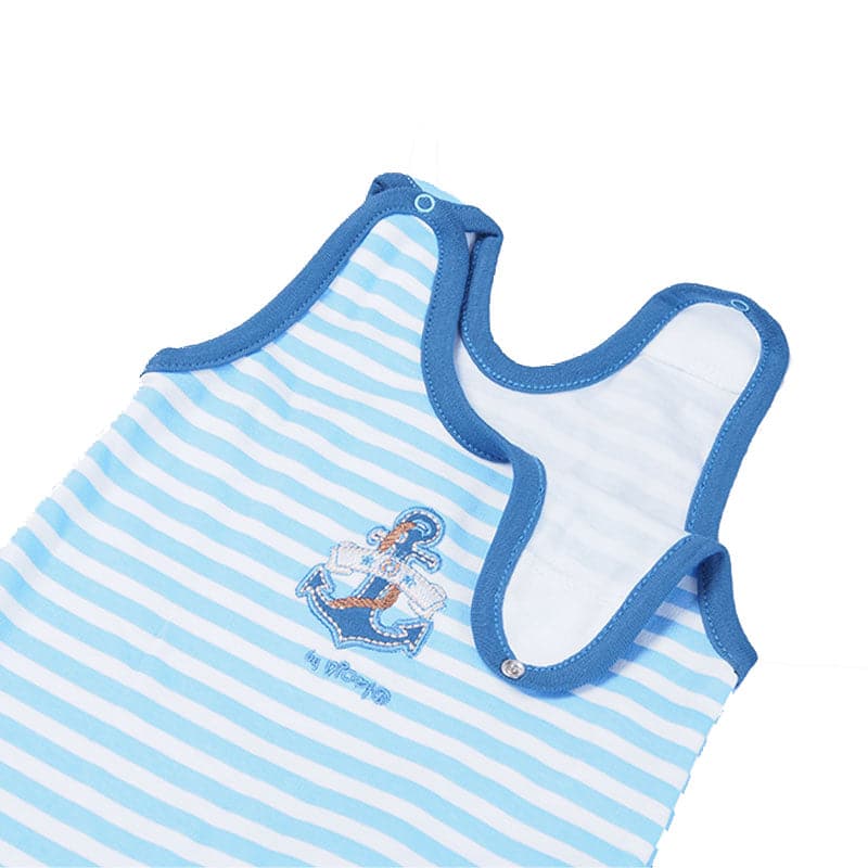 Boys sleeveless bodysuit with anchor design, footed style, perfect for comfort and style in baby clothing.