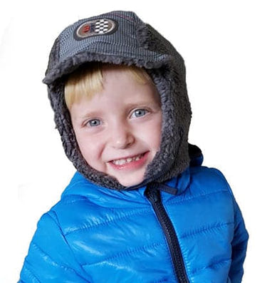 Boys winter trapper hat in sporty design, perfect for keeping warm and stylish in cold weather.