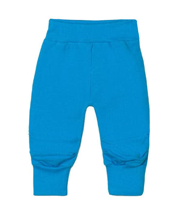 Boys turquoise pants with turtle design - stylish and comfortable baby clothing.