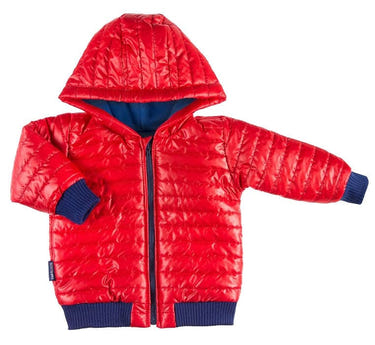 Boys Red Cold Control Puffer Coat - Stylish and warm winter outerwear for boys.