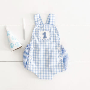 Smocked Blue First Birthday Bubble - MOOGCO Baby