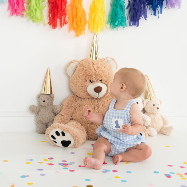 Smocked Blue First Birthday Bubble - MOOGCO Baby