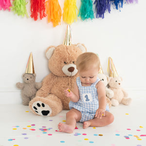 Smocked Blue First Birthday Bubble - MOOGCO Baby