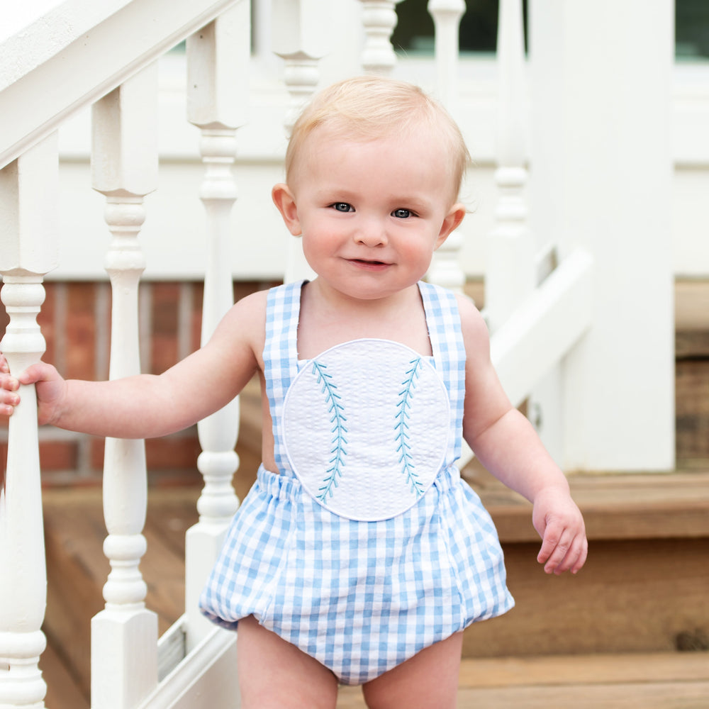 Blue Baseball Sunsuit